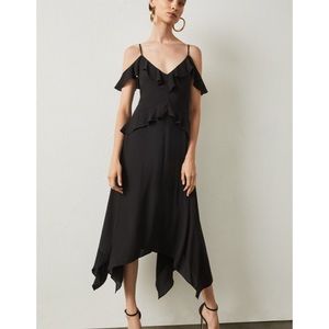 Bcbgmaxazria Black Peplum Flounce Dress